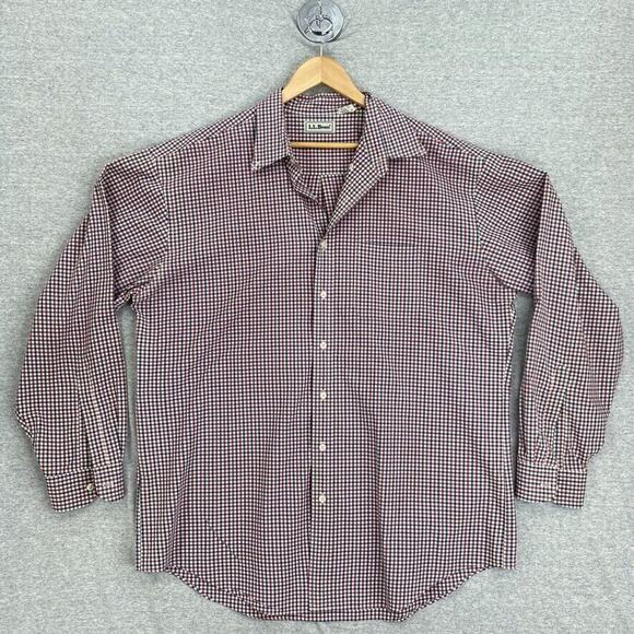 LL Bean Shirt Mens Extra Large Blue Red Check Button Up Long Sleeve Casual - Picture 1 of 8